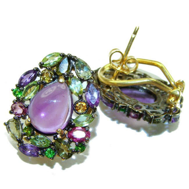 Abundance of Blessings 11.8 carat authentic Amethyst 14K Gold over .925 Sterling Silver handcrafted earrings