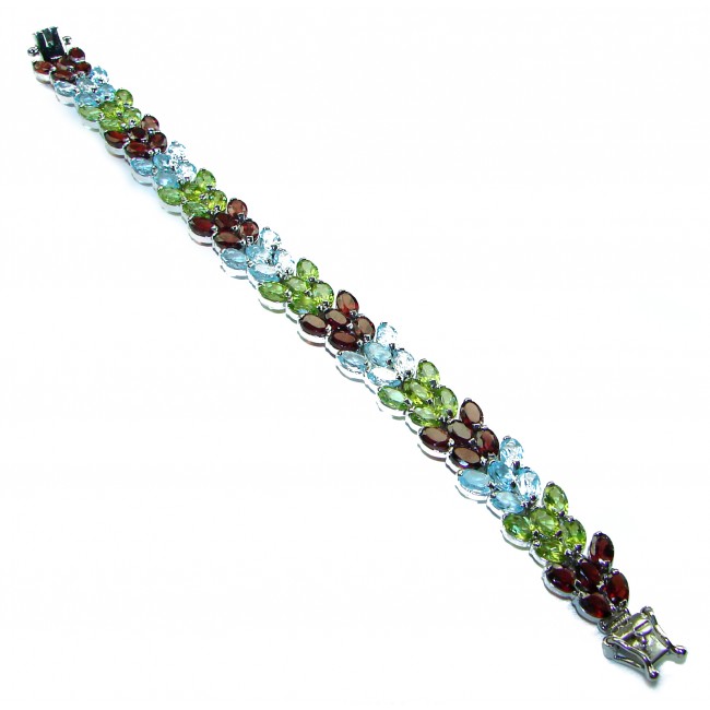 Striking Beauty Natural 145.5 carat Multigem .925 Sterling Silver handmade Bracelet - photo 2