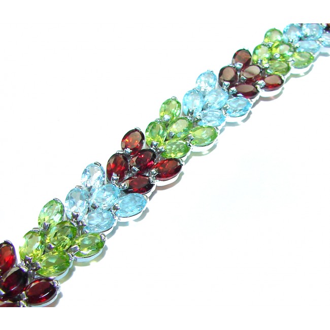 Striking Beauty Natural 145.5 carat Multigem .925 Sterling Silver handmade Bracelet - photo 1