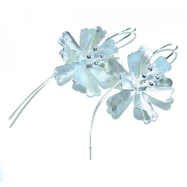 Silver Flowers Italy made .925 Sterling Silver Earrings - photo 2
