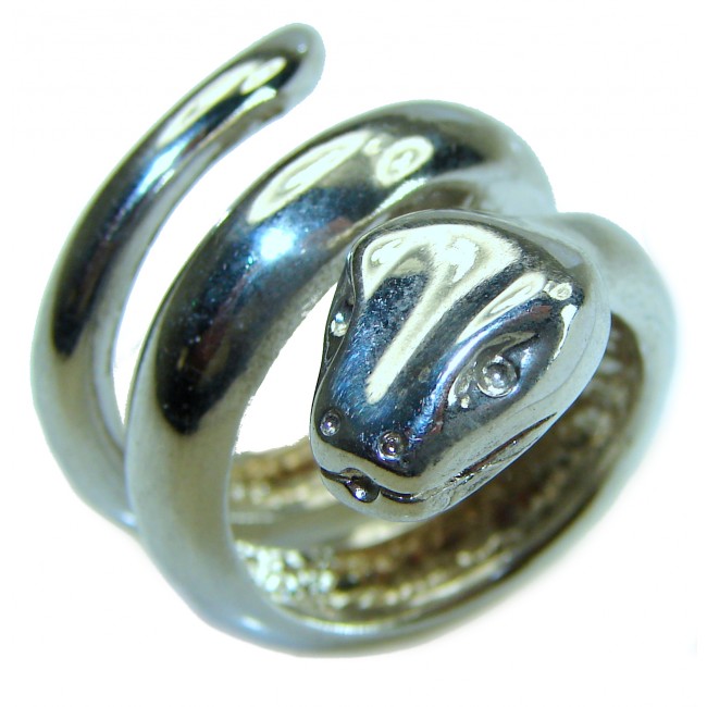 Large Boa Snake .925 Sterling Silver handcrafted Statement Ring size 7 1/2