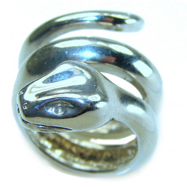 Large Boa Snake .925 Sterling Silver handcrafted Statement Ring size 7 1/2