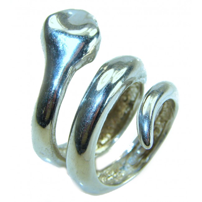 Large Boa Snake .925 Sterling Silver handcrafted Statement Ring size 7 1/2