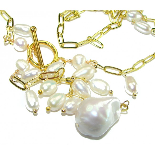 Unparalleled glow of Mother of Pearl 10K Gold over .925 Sterling Silver handmade Necklace - photo 1