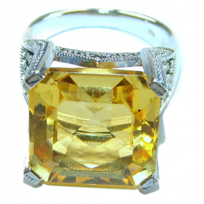 Golden Rays of Sunlight 23.5 carat Yellow Topaz .925 Sterling Silver Large Ring size 7 - photo 4