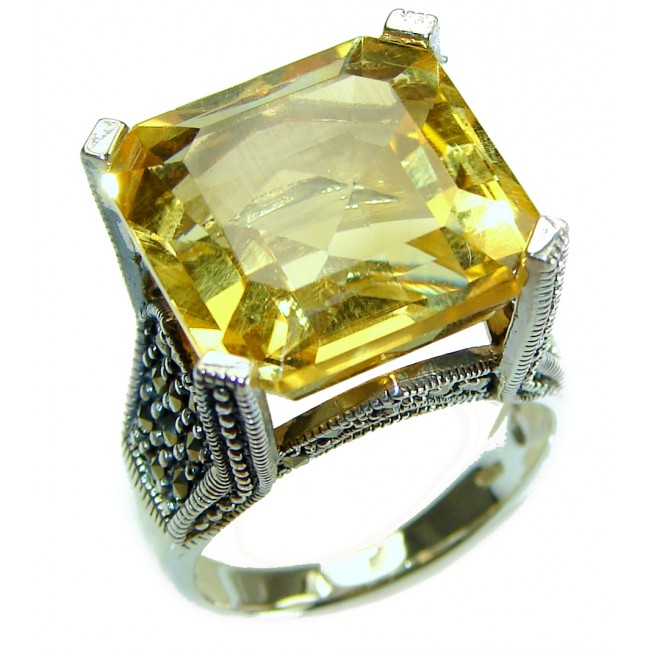 Golden Rays of Sunlight 23.5 carat Yellow Topaz .925 Sterling Silver Large Ring size 7 - photo 3