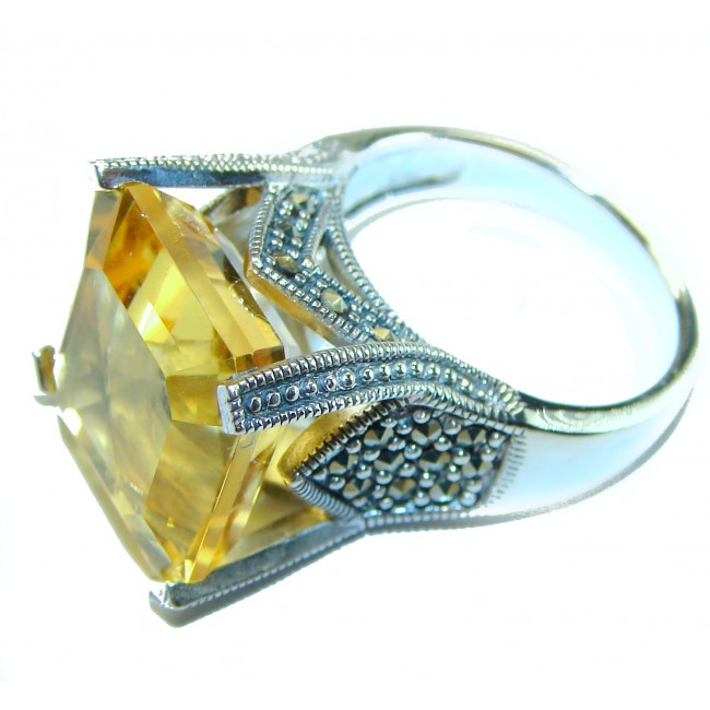 Golden Rays of Sunlight 23.5 carat Yellow Topaz .925 Sterling Silver Large Ring size 7 - photo 2