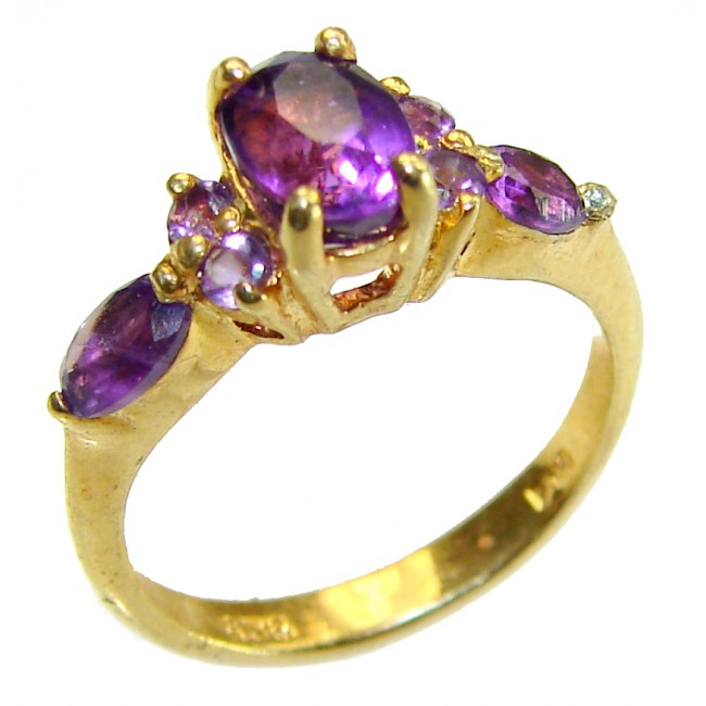 Stephani 1.2 carat African Amethyst 14K Gold over .925 Sterling Silver Handcrafted Ring size 5 3/4