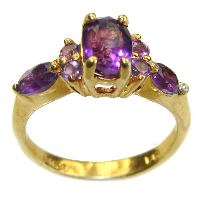 Stephani 1.2 carat African Amethyst 14K Gold over .925 Sterling Silver Handcrafted Ring size 5 3/4