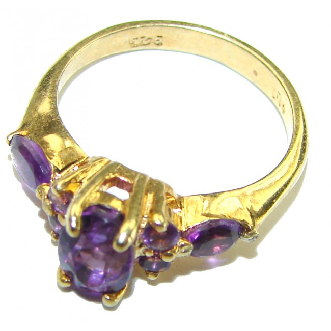 Stephani 1.2 carat African Amethyst 14K Gold over .925 Sterling Silver Handcrafted Ring size 5 3/4