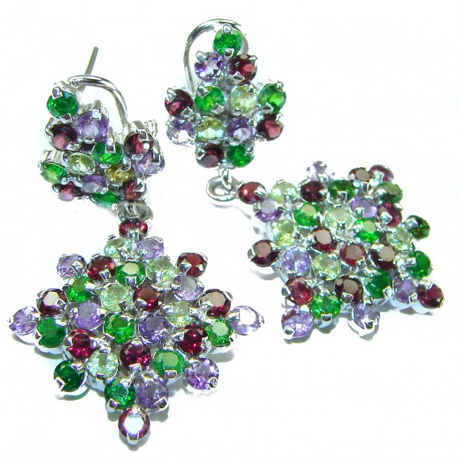 Blooming Garden - Authentic 21.5 carat Multigem .925 Sterling Silver handcrafted earrings