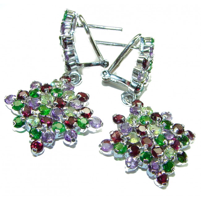 Blooming Garden - Authentic 21.5 carat Multigem .925 Sterling Silver handcrafted earrings