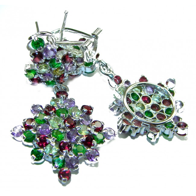 Blooming Garden - Authentic 21.5 carat Multigem .925 Sterling Silver handcrafted earrings