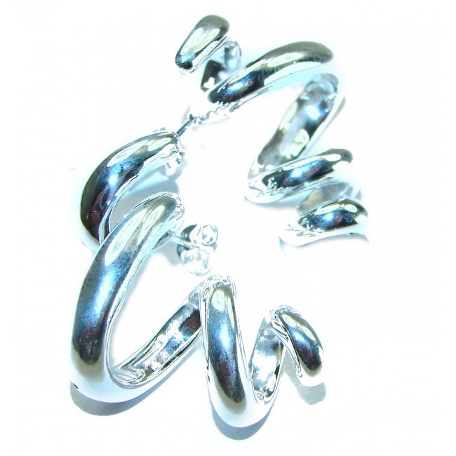 Snakes Italy made .925 Sterling Silver handcrafted Earrings - photo 2