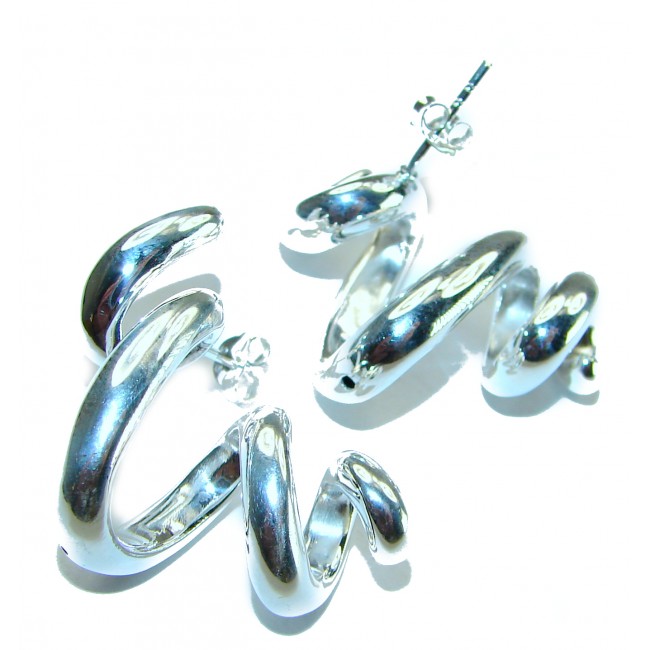 Snakes Italy made .925 Sterling Silver handcrafted Earrings - photo 1