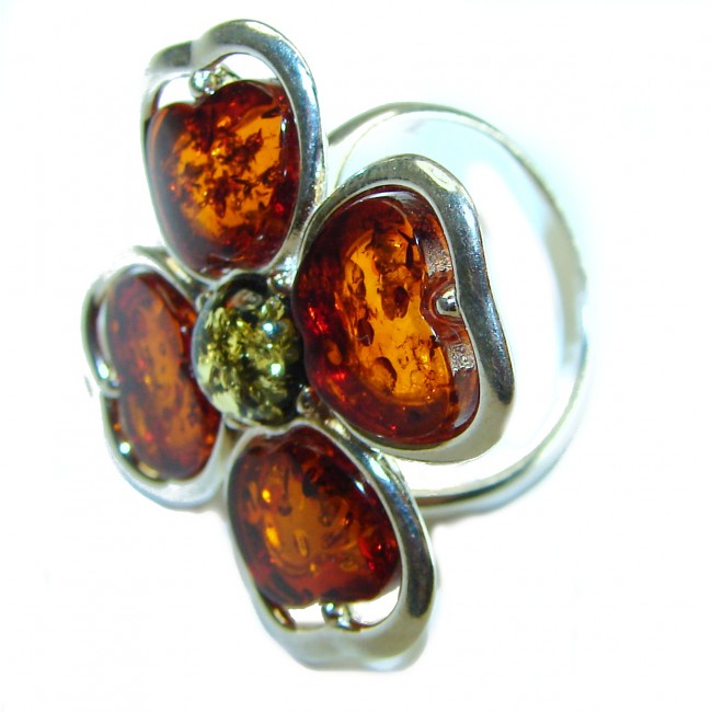 Natural Baltic Amber .925 Sterling Silver ring s. 7 1/4 - photo 1