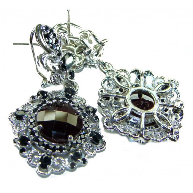 LARGE Red Beauty authentic 21.5 carat Garnet Sapphire .925 Sterling Silver handcrafted earrings