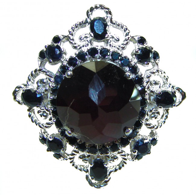 LARGE Red Beauty authentic 21.5 carat Garnet Sapphire .925 Sterling Silver handcrafted Ring size 7