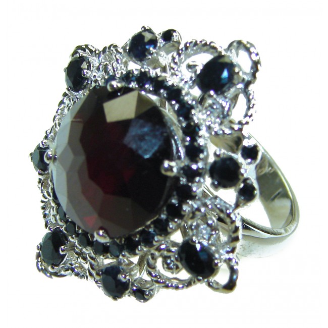 LARGE Red Beauty authentic 21.5 carat Garnet Sapphire .925 Sterling Silver handcrafted Ring size 7