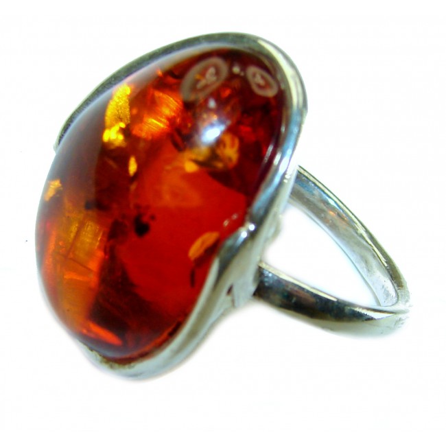 Authentic Baltic Amber .925 Sterling Silver handcrafted ring s. 8 - photo 1