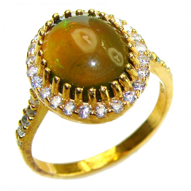 A COSMIC POWER Genuine 10.2 carat Black Opal 18K Gold over .925 Sterling Silver handmade Ring size 8