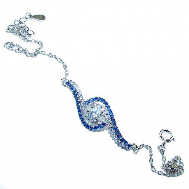 Luxurious 10.4 carat Sapphire .925 Sterling Silver handcrafted Bracelet - photo 2