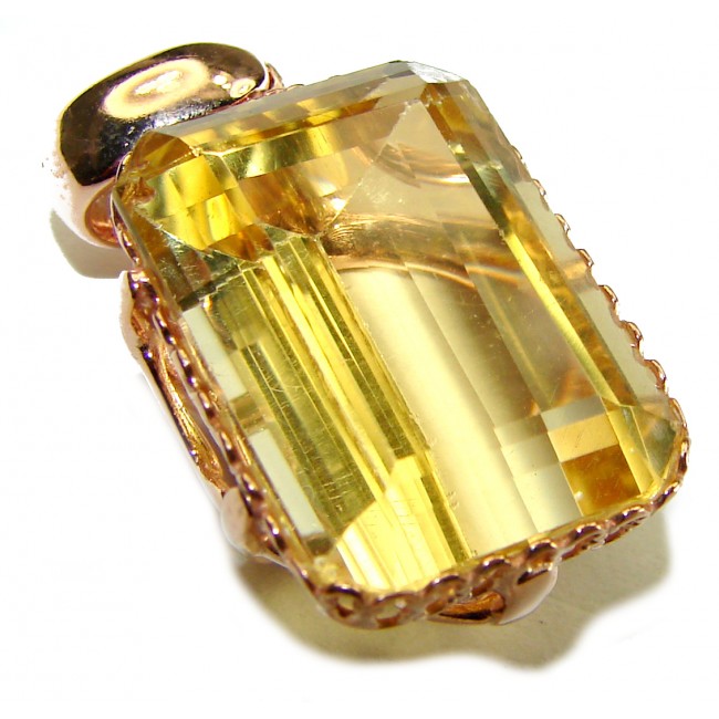 Emerald cut 10.3 carat Lemon Quartz 14K Gold over .925 Sterling Silver handcrafted pendant - photo 3