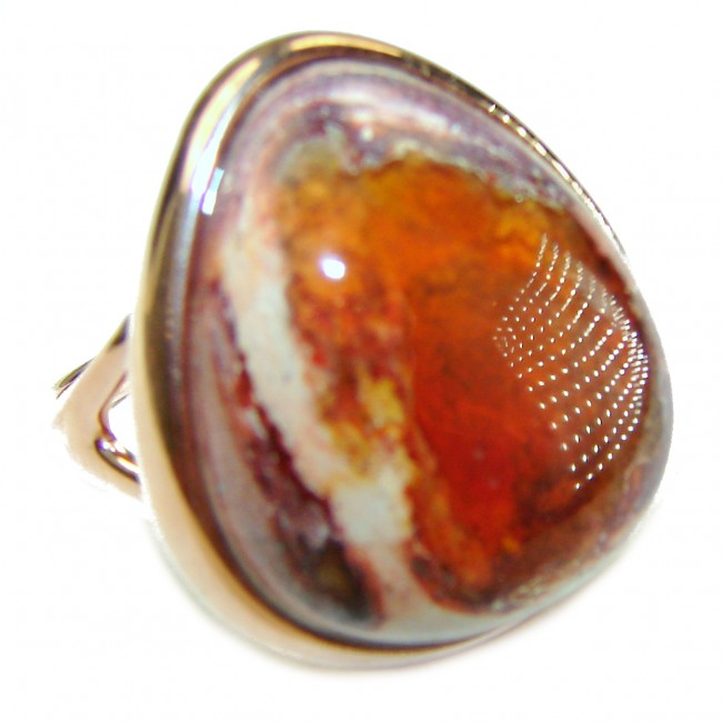 Queen of Fire best quality 24.4 carat Mexican Opal 14K Rose Gold over .925 Sterling Silver handmade ring 6 - photo 3
