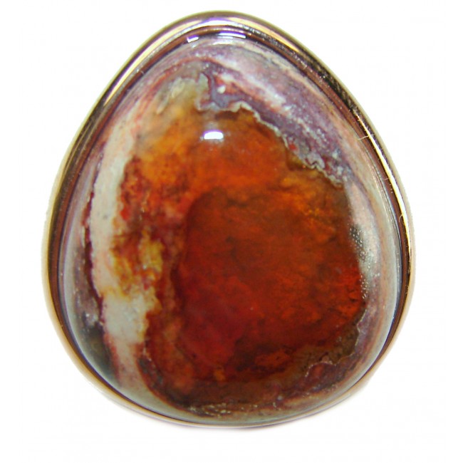 Queen of Fire best quality 24.4 carat Mexican Opal 14K Rose Gold over .925 Sterling Silver handmade ring 6 - photo 2