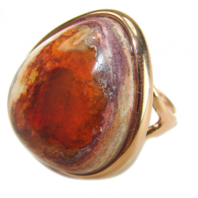 Queen of Fire best quality 24.4 carat Mexican Opal 14K Rose Gold over .925 Sterling Silver handmade ring 6 - photo 1