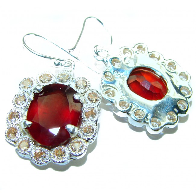 Red Beauty authentic 14.5 carat Garnet .925 Sterling Silver handcrafted earrings