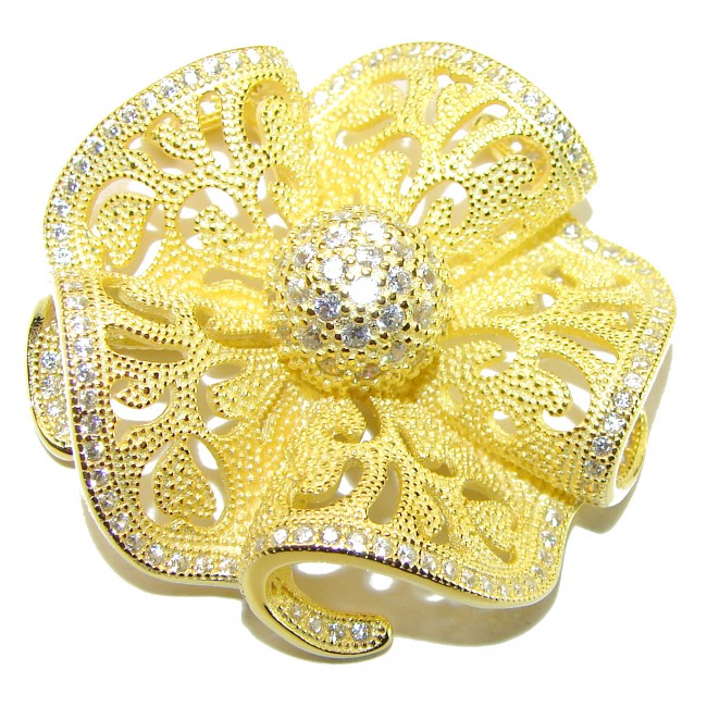 Pure Beauty - Vintage style- genuine 0.7 lab grown Diamond 18K Gold over .925 Sterling Silver handmade Pendant - photo 3