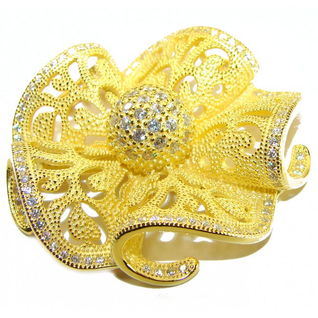 Pure Beauty - Vintage style- genuine 0.7 lab grown Diamond 18K Gold over .925 Sterling Silver handmade Pendant - photo 2