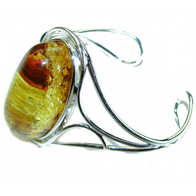 Modern Design Genuine AAAAA QUALITY Baltic Amber .925 Sterling Silver handamde Bracelet / Cuff - photo 1