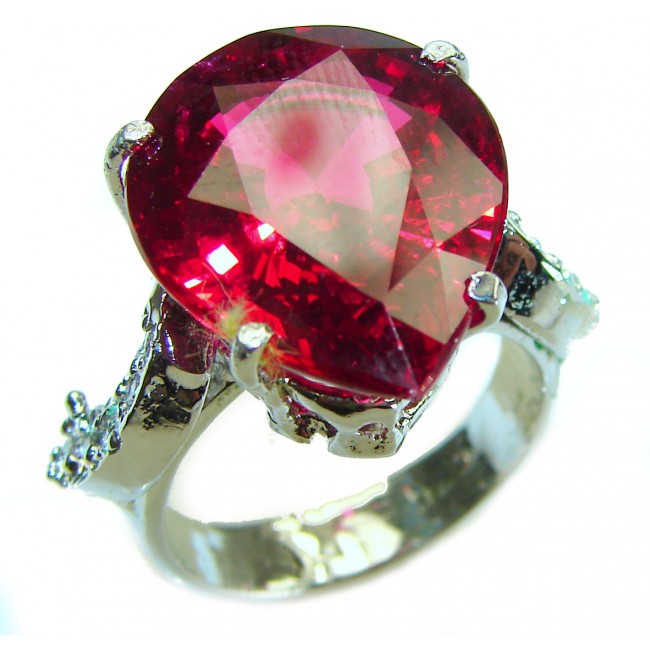 Bella Rosa authentic 22.5 carat Red Topaz .925 Silver handcrafted Cocktail Ring s. 7 3/4 - photo 3