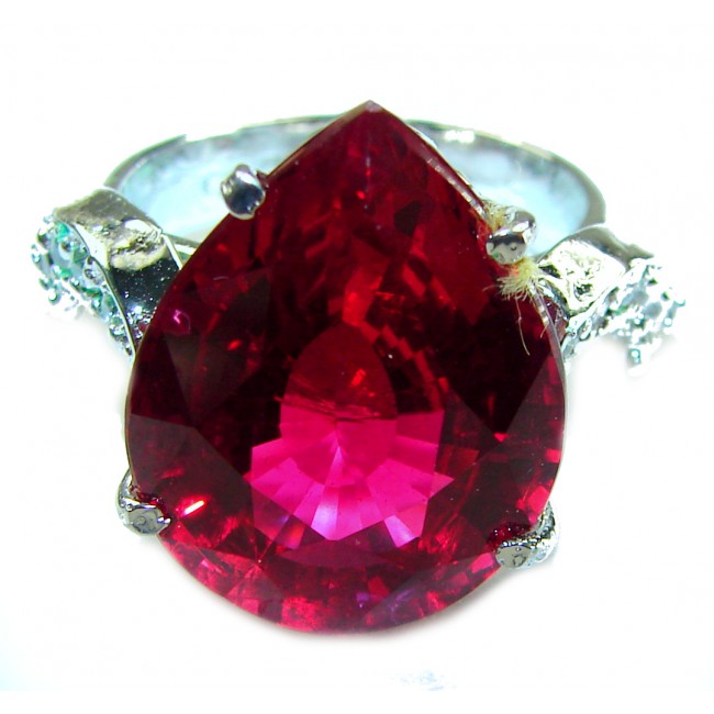 Bella Rosa authentic 22.5 carat Red Topaz .925 Silver handcrafted Cocktail Ring s. 7 3/4 - photo 2