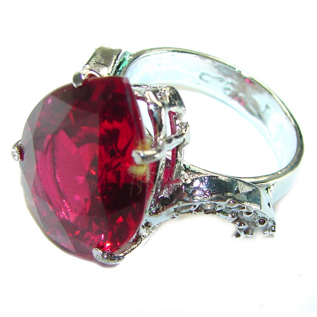 Bella Rosa authentic 22.5 carat Red Topaz .925 Silver handcrafted Cocktail Ring s. 7 3/4 - photo 1