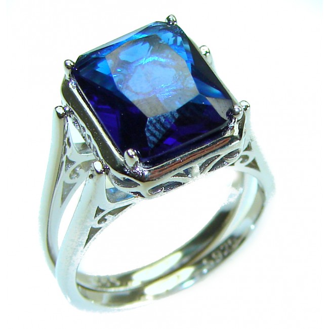 Red Fantasy 8.5 carat Blue Topaz .925 Silver handcrafted Cocktail Ring s. 7 - photo 3