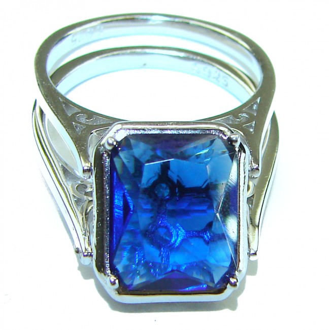 Red Fantasy 8.5 carat Blue Topaz .925 Silver handcrafted Cocktail Ring s. 7 - photo 2