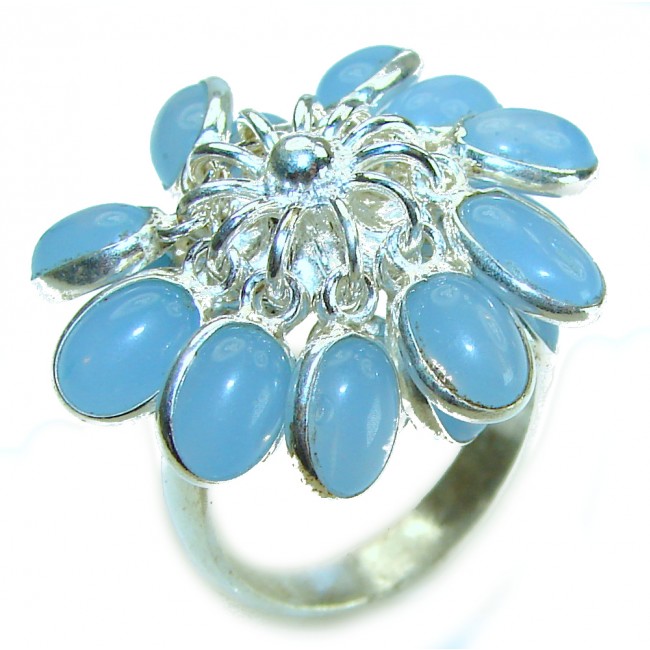 Genuine Aqumarine .925 Sterling Silver handcrafted Cha - Cha ring s. 8 - photo 3