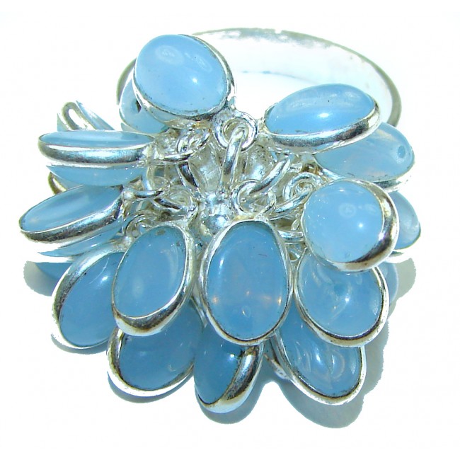 Genuine Aqumarine .925 Sterling Silver handcrafted Cha - Cha ring s. 8 - photo 2