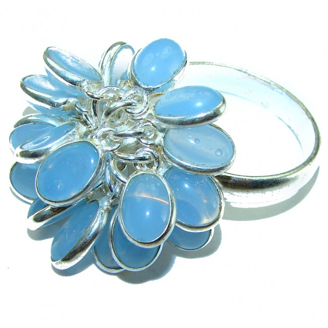 Genuine Aqumarine .925 Sterling Silver handcrafted Cha - Cha ring s. 8 - photo 1