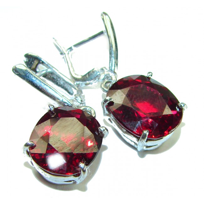 The Crimson Flame 11.2 carat Red Topaz .925 Sterling Silver handmade earrings - photo 3