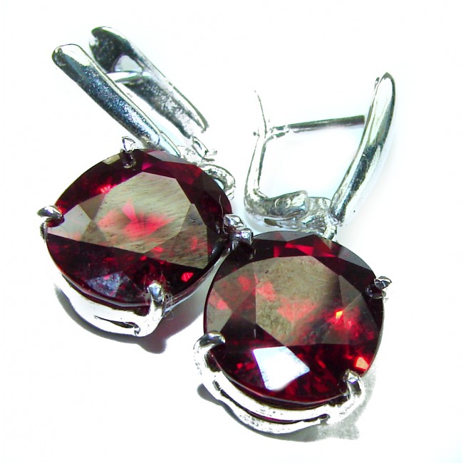 The Crimson Flame 11.2 carat Red Topaz .925 Sterling Silver handmade earrings - photo 2