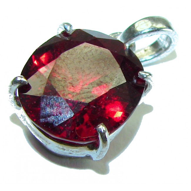 The Crimson Flame 8.3 carat Red Topaz .925 Sterling Silver handmade pendant