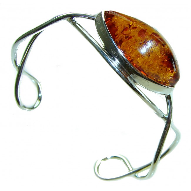 Classy Design Genuine best QUALITY Baltic Amber .925 Sterling Silver handamde Bracelet / Cuff