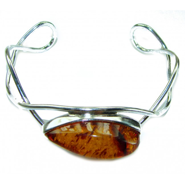 Classy Design Genuine best QUALITY Baltic Amber .925 Sterling Silver handamde Bracelet / Cuff