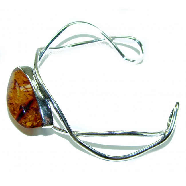 Classy Design Genuine best QUALITY Baltic Amber .925 Sterling Silver handamde Bracelet / Cuff