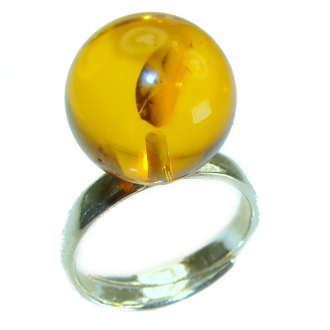 Beauty of the Sea natural Baltic Amber .925 Sterling Silver handcrafted ring; s. 5 1/4