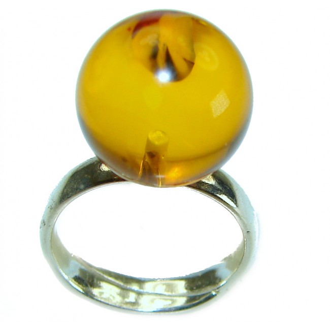 Beauty of the Sea natural Baltic Amber .925 Sterling Silver handcrafted ring; s. 5 1/4